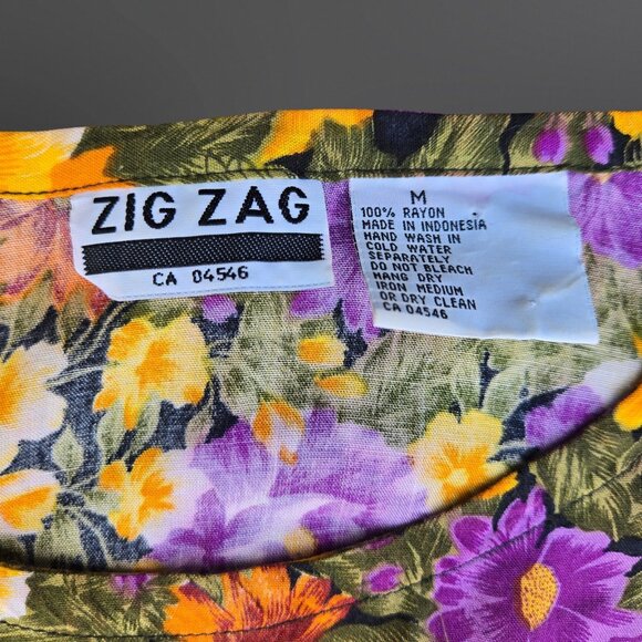 Vintage 80s Sleeveless Blouse Shorts Set Size M Bright Floral Waist tie Pockets - Picture 4 of 7